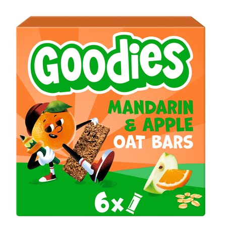 Batoane din ovaz integral cu mandarine si mere, 3 ani+, 6 x 23g, Goodies Snacks