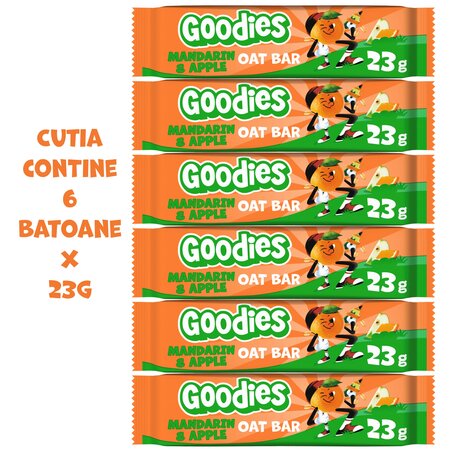 Batoane din ovaz integral cu mandarine si mere, 3 ani+, 6 x 23g, Goodies Snacks 809780