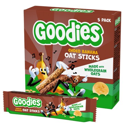 Batoane Duo din ovaz integral cu cacao si banana, 3 ani+, 5 x 23g, Goodies Snacks 809784