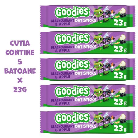 Batoane Duo din ovaz integral cu coacaze si mere, 3 ani+, 5 x 23g, Goodies Snacks 809793