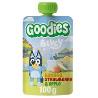 Piure de banane cu capsuni si mere Bluey, 3 ani+, 100g, Goodies Snacks