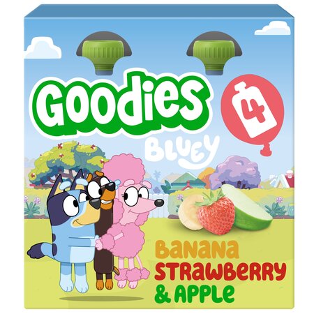 Piure de banane, capsuni si mere Bluey, 3 ani+, 4x100g, Goodies Snacks