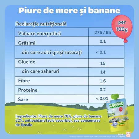 Piure de mar si banana, 3 ani+, 100 g, Goodies Snacks 810001