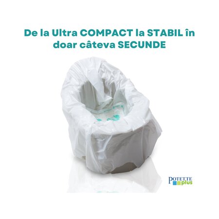 Olita de voiaj pliabila + 3 pungi absorbante incluse Fold'N'Go, pana la 22 kg, Gri, 15 luni+, Potette 811106