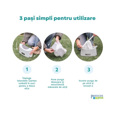 Olita de voiaj pliabila + 3 pungi absorbante incluse Fold'N'Go, pana la 22 kg, Gri, 15 luni+, Potette 811100