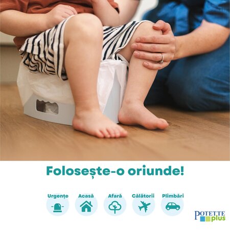 Olita de voiaj pliabila + 3 pungi absorbante incluse Fold'N'Go, pana la 22 kg, Gri, 15 luni+, Potette 811109