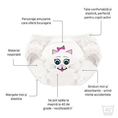 Chilotei pentru antrenament la olita My Little Training Pants, Cat, 3-4 ani, 1 bucata, My Carry Potty 811538