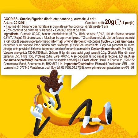 Snack figurine din banane si curmale, 3 ani+, 20 g, Goodies 811582