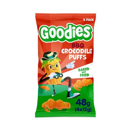 Snack crocodil din porumb cu barbecue, 3 ani+, 4 x 12 g, Goodies 811602