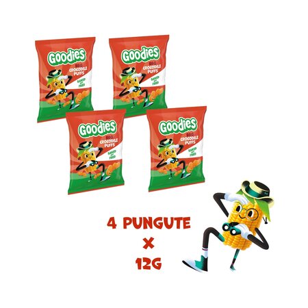 Snack crocodil din porumb cu barbecue, 3 ani+, 4 x 12 g, Goodies 811600