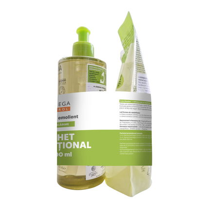 Pachet Ulei de curatare emolient anti-mancarime + rezerva Exomega Control, 2x500 ml, A-Derma 811939