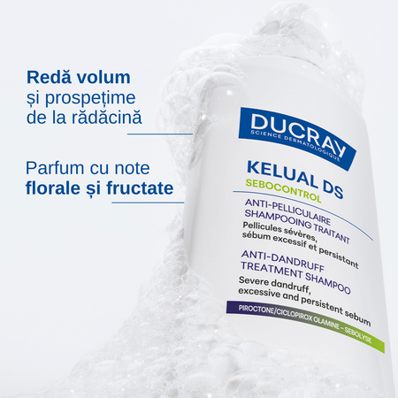 Sampon anti-matreata pentru scalp gras Kelual DS Sebocontrol, 100 ml, Ducray 811965