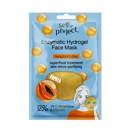 Masca faciala cu papaya Enzymatic Hydrogel, 1 bucata, Selfie Project