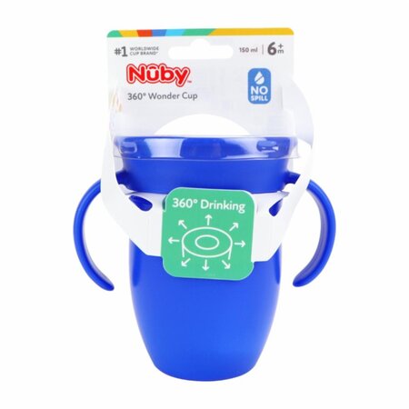 Pahar 360° cu manere Wonder Cup, Diverse culori, 6 luni+, 1 buc,150 ml, Nuby 812098