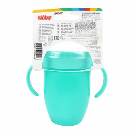 Pahar 360° cu manere Wonder Cup, Diverse culori, 6 luni+, 1 buc,150 ml, Nuby 812094