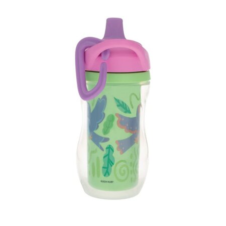 Pahar izoterm cu pereti dubli si carabina, Diverse culori, 6 luni+, 1 buc, 260 ml, Nuby 812126