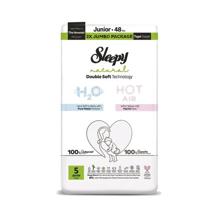 Scutece Natural H2O,, marimea 5 Junior, 11-18 kg, 48 bucati, Sleepy