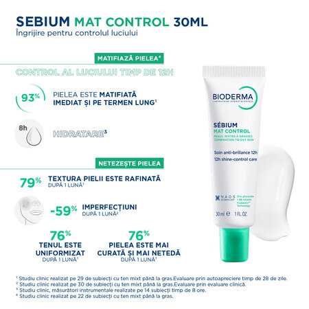Fluid hidratant matifiant Sebium Mat Control, 30 ml, Bioderma 794334