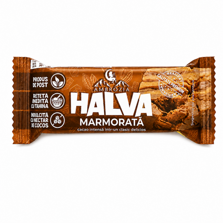 Halva marmorata cu Cacao si Nectar de Cocos, 50 g, Ambrozia