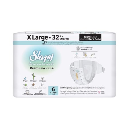 Scutece Natural Premium Plus, marimea 6 X Large, 15-25 kg, 32 bucati, Sleepy