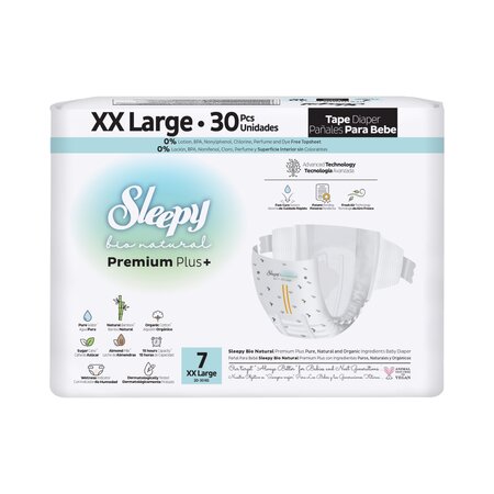 Scutece Natural Premium Plus, marimea 7 XX Large, 20-30 kg, 30 bucati, Sleepy