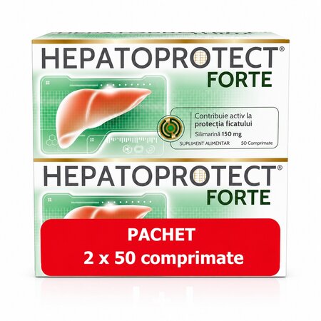 Pachet Hepatoprotect Forte, 2 x 50 comprimate, Biofarm