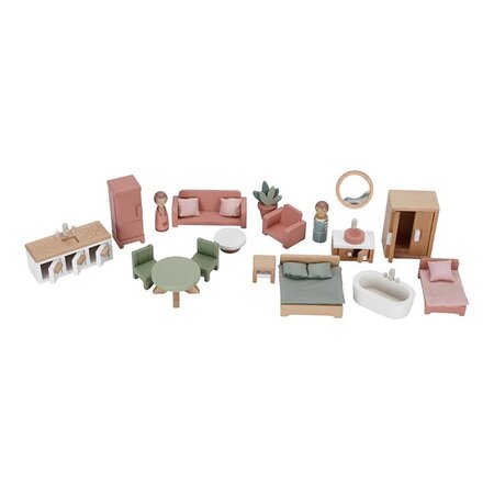 Casuta de papusi cu mobilier din lemn, 3 ani+, 1 bucata, Little Dutch 812349