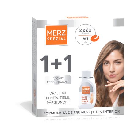 Pachet Drajeuri pentru piele, par si unghii, 2x60 capsule, Merz Spezial