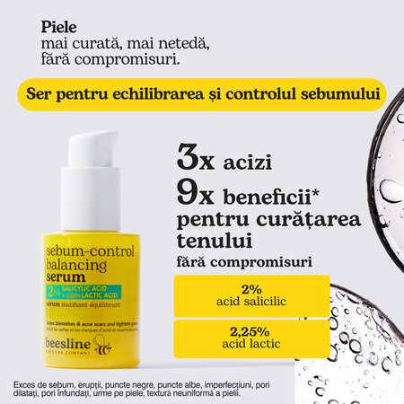 Ser echilibrant pentru controlul sebumului, 30 ml, Beesline 812663