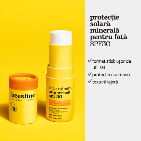 Stick de protectie solara minerala pentru fata SPF30, 16 ml, Beesline 812673