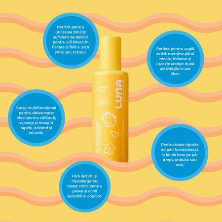 Spray pentru descurcarea parului copiilor fara clatire Kids, 200 ml, Luna 812713