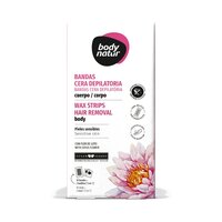 Benzi depilatoare corp pentru piele sensibila, Floare de Lotus, 16 bucati + 2 servetele, Body Natur