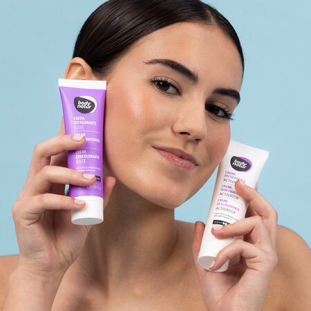 Crema decoloranta pentru par facial si corporal cu Ulei de Migdale Dulci, 2 x 50 ml, Body Natur 813140