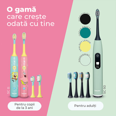 Periuta de dinti electrica sonica pentru copii SC 11, Seastar Pink, 3 ani+, Beurer 813586