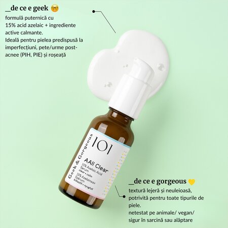 AAll Clear serum cu 15% acid azelaic, 30 ml, Geek & Gorgeous 813818