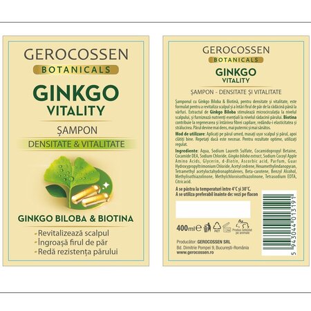Sampon pentru densitate si vitalitate cu Ginkgo Biloba si Biotina Botanicals, Ginkgo Vitality, 400 ml, Gerocossen 815219