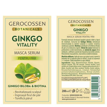 Masca-serum pentru par cu Ginkgo Biloba si Biotina Botanicals Ginkgo Vitality, 200 ml, Gerocossen 815221