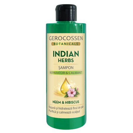 Sampon reparator si calmant cu Neem si Hibiscus Botanicals Indian Herbs, 400 ml, Gerocossen