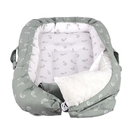 Co-sleeper Nest antiregurgitare, Tiny Leaves, 0-6 luni, Sevibebe 815395