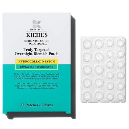 Plasturi hidrocoloidali pentru diminuarea imperfectiunilor Truly Targeted Overnight Blemish, 22 bucati, Kiehl's