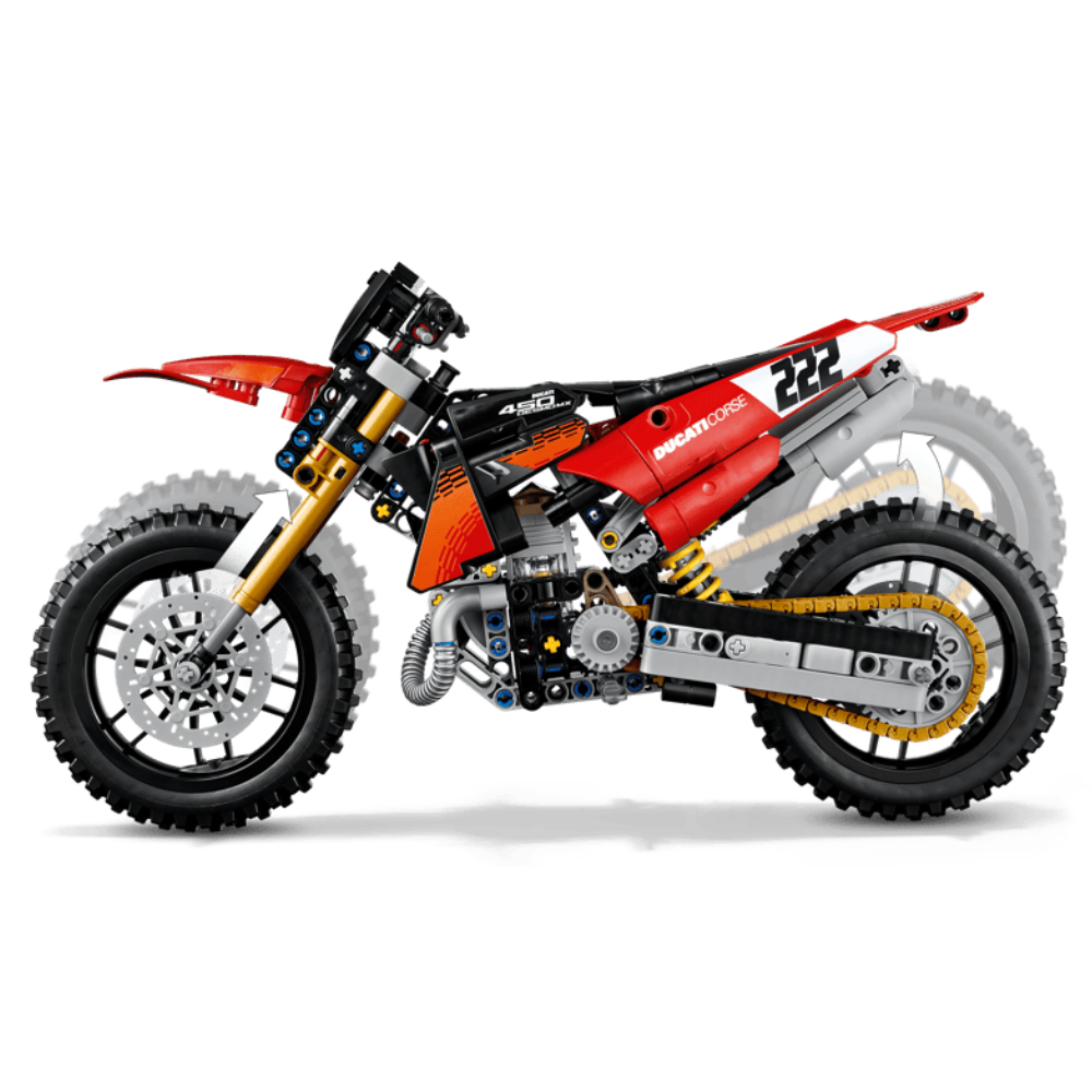 LEGO Technic Ducati Desmo450 MX motor cu pistoane