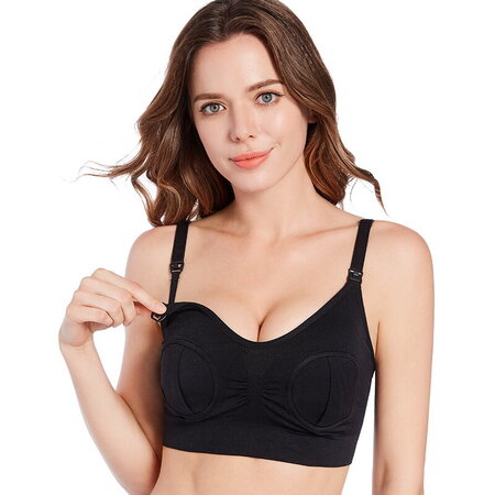Sutien 2 in 1 pentru alaptare si sustinere pompa san, Marime XXL, Negru, Bufnitel 815580