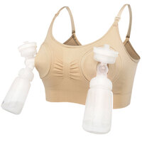 Sutien 2 in 1 pentru alaptare si sustinere pompa san, Marime XXL, Bej, Bufnitel