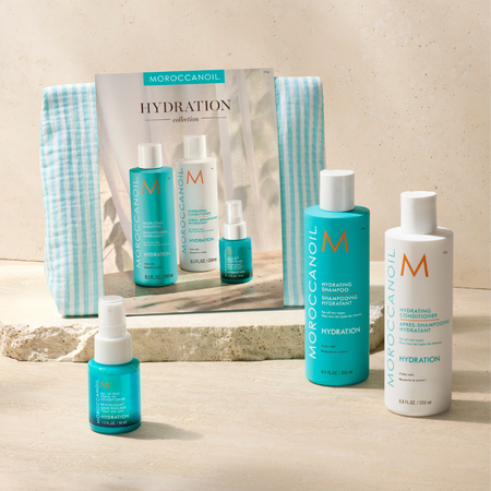 Set pentru hidratarea parului Hydration Spring, 250 ml + 250 ml + 50 ml, Moroccanoil 815779