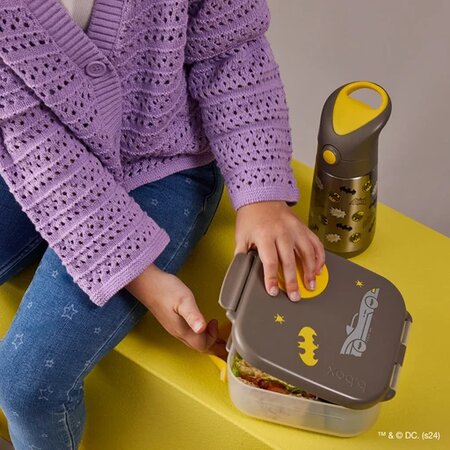 Cutie pentru pranz cu compartimente Mini Lunchbox, Gri/Galben, Batman, 1 litru, BBox 815887