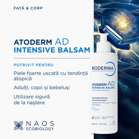 Balsam pentru piele foarte uscata pana la atopica Atoderm AD Intensive, 400 ml, Bioderma 816160