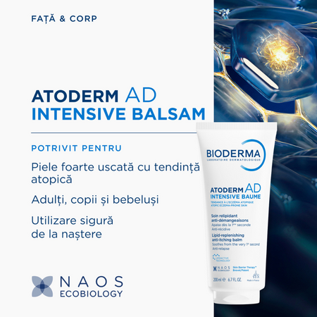 Balsam pentru piele foarte uscata pana la atopica Atoderm AD Intensive, 200 ml, Bioderma 816175