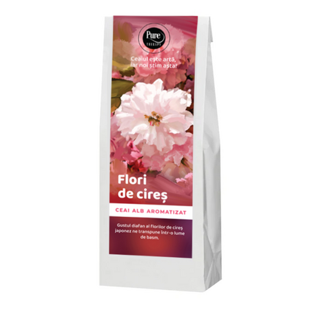 Ceai alb aromat cu Flori de Cires, 50 g, Pure Therapy