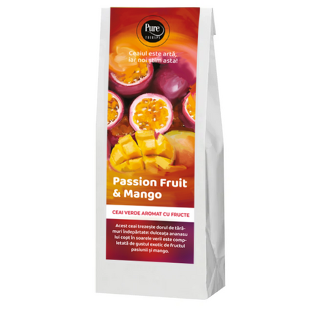 Ceai verde aromat, Fructul Pasiunii & Mango, 70 g, Pure Therapy