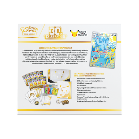 30th Elite Trainer Box, 9 boostere, accesorii de joc, 6 ani+, Pokemon TCG 816386